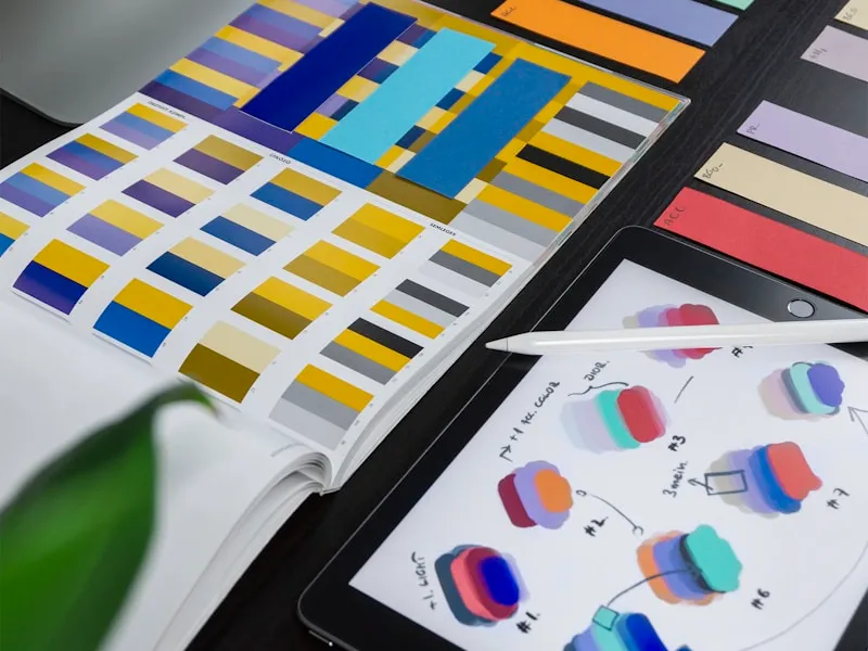 Design and branding tools on a desk